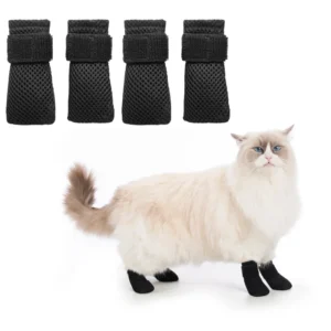 Adjustable Breathable Mesh Cat Booties Anti Scratch Pet Socks for Cats & Dogs Indoor Paw Protector Shoes for Bathing & Grooming