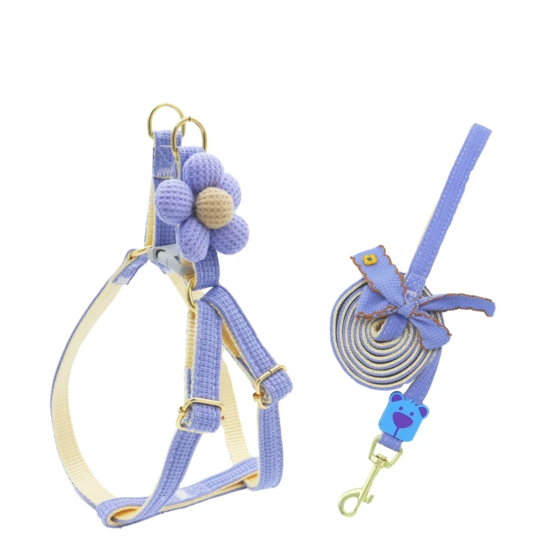 Adjustable Cat and Dog Harness Comfortable Handle Easy to Control Pet Leash with Loose Strap Soft Polyester Dog Harness