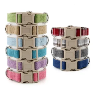 Adjustable Dog Collar Multicolour Nylon Pet Collar with Solid Pattern Laser Writing Metal Buckle Designed Print