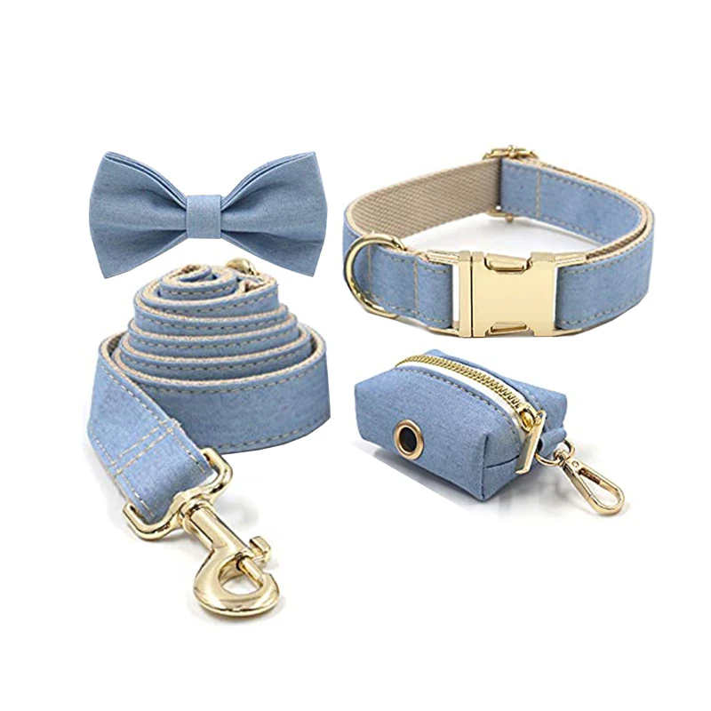 Adjustable Dog Collar and Leash Set High Quality Training Dog Accessories Luxury Pet Collars Personalized Gold Nylon Dog Collar