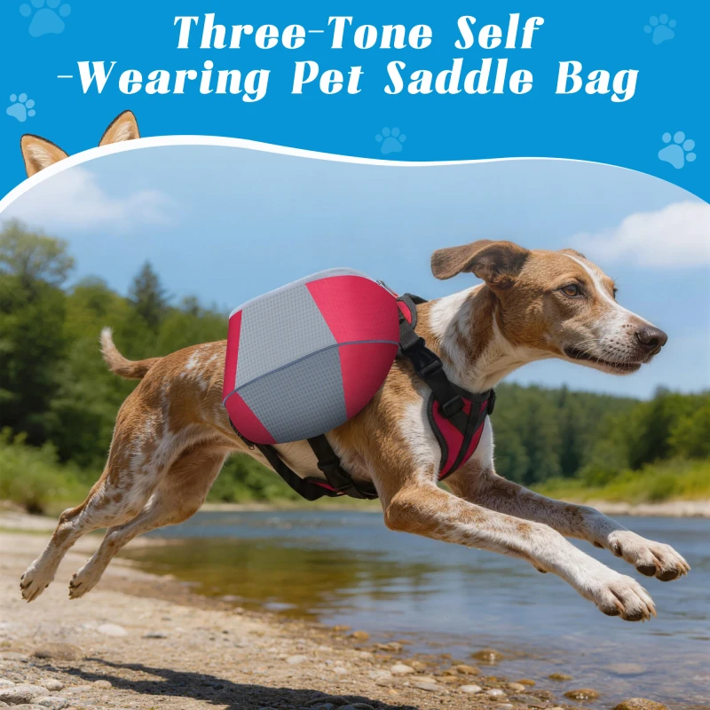 Adjustable Dog Harness Waterproof Backpack Lightweight Saddle Bag Outdoor Training Travel Treat Bag Camping Hiking Pet Supplies