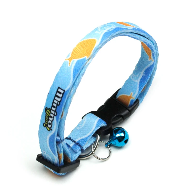 Adjustable Double Layer Padded Solid Nylon Soft Cute Luxury Print Ribbons Durable Pet Collars for Cats & Dogs