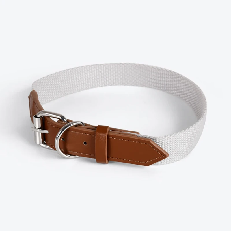 Adjustable Durable Comfortable PU Dog Collar with Color Blocking Pattern Buckle Closure for Medium Dogs