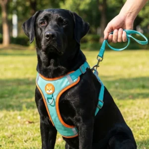 Adjustable Durable Soft Dog Leash and Harness Set with Metal Buckle Pet Safety Reflective Simple Vest Collar