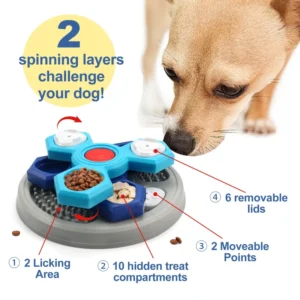 Adjustable Eco Friendly Waterproof Lightweight Rotating Dog Feeder with Removable Lids