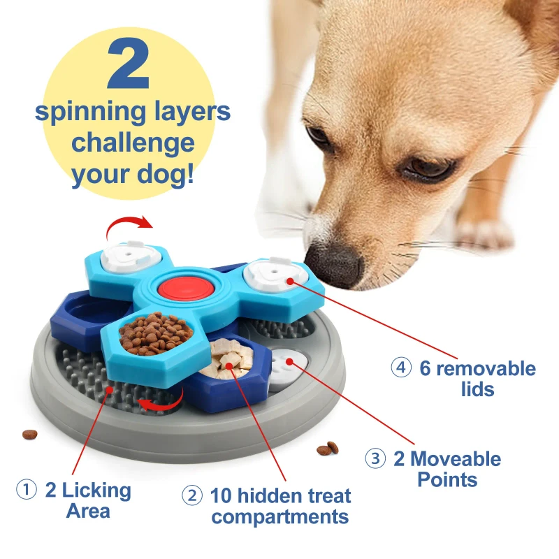 Adjustable Eco Friendly Waterproof Lightweight Rotating Dog Feeder with Removable Lids