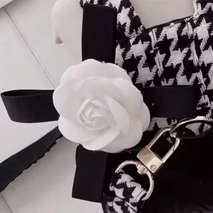 Adjustable Eco friendly Polyester Pet Harness Vest for Small Dogs Plaid Pattern RIBBONS Decoration Breathable Outdoor