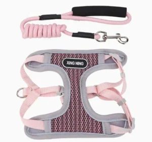 Adjustable Escape Proof Reflective Pet Harness Leash Set for Small Dogs and Cats Outdoor Walking Breathable Portable