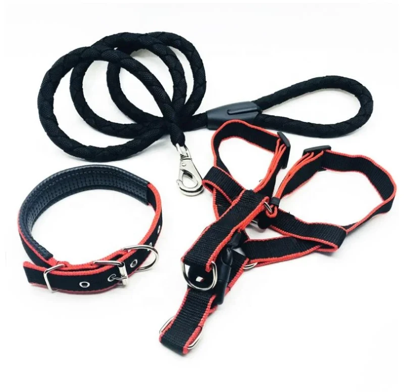 Adjustable Fashion Harness Service Dog Collar and Leash Set Dog Collar Leash Harness Set Puppy Leash and Harness Set