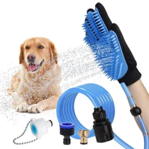 Adjustable Head Handheld Long Hose Sprayer Pets Cleaning Shower Tool Dog Cat Bathing Washing Gloves