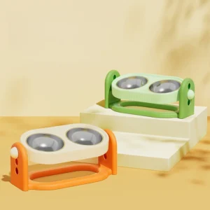 Adjustable Height Elevated Dog Cat Feeder PP Bowls Dual Tilted Easy to Clean Indoor Outdoor Travel Small Medium Large Pets