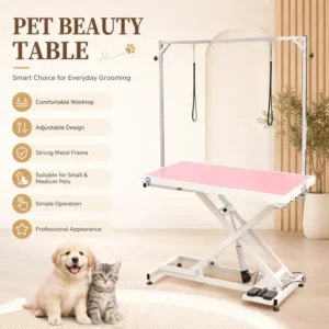 Adjustable Height Metal Frame Pet Grooming Table for Dogs Cats Small Pets