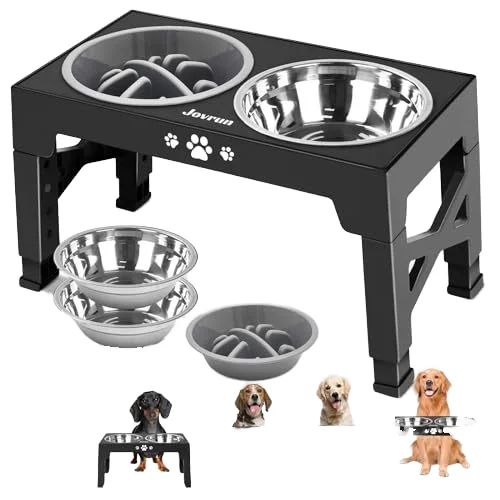 Adjustable Height Stainless Steel Pet Feeder Slow Food Bowl Neck Protection Elevated Double Bowl Stand 4L Solid Box Cat Dog Bowl