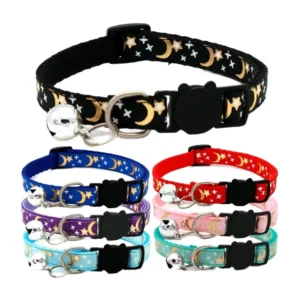 Adjustable Modern Style Breakaway Safety Cat Collar All Season Polyester Printed Bell Personalized Cartoon Pattern Pet Collar