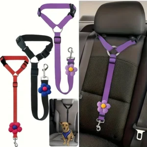 Adjustable Nylon Dog Cat Safety Harness Vehicle Seatbelts with Car Headrest Restraint Pet Accessories