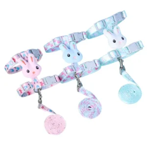 Adjustable Nylon Pet Harness Leash Set Cartoon Rabbit Doll Soft Feature for Small Dog Cat Pet Supply