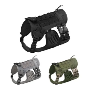 Adjustable Nylon Tactical Dog Harness Breathable Quick Release Front Clip Neck Buckle Reflective Solid Pet Harness Vest Outdoor