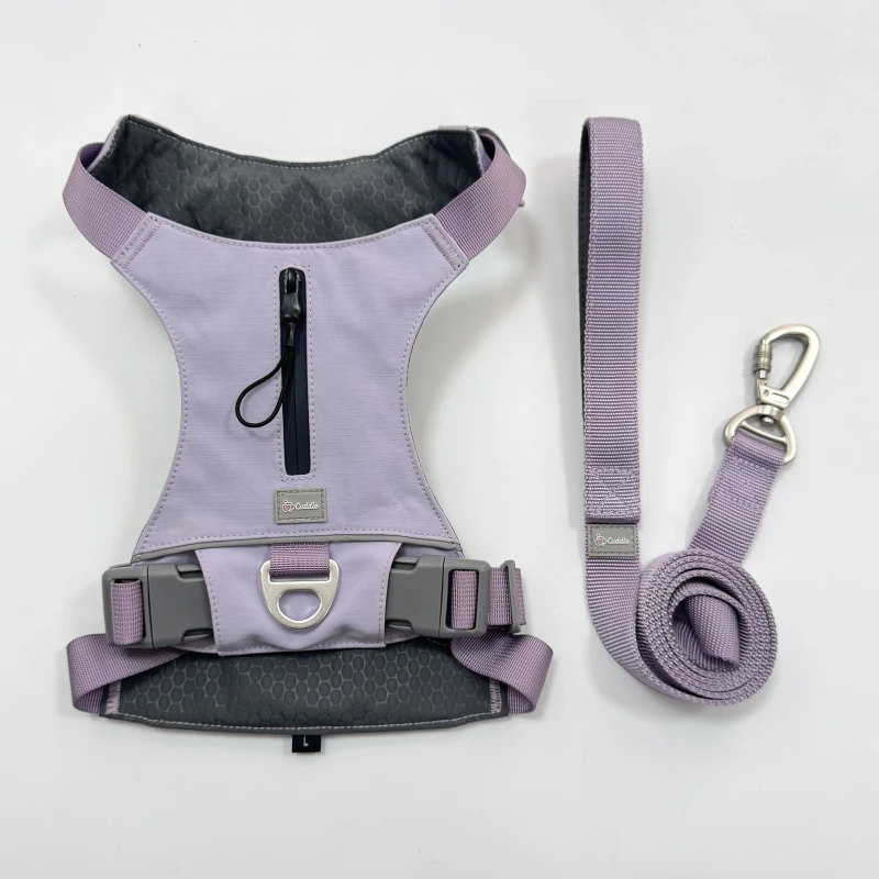 Adjustable Oxford Dog Harness with Leash Set Reflective No Choke Pet Vest Harness Leash with Easy Control Soft Handle