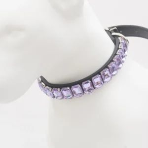 Adjustable PU Leather Diamond Dog Collar for Small Medium Dogs and Cats