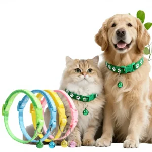 Adjustable Pet Collar with Bell Fabric Patch Single Paw Print Cat Safety Buckle for Dogs Cats