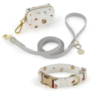 Adjustable Pet Collars With Dog Leashes for Small Medium Large Dogs Includes One Bonus of Poop Bag Holder