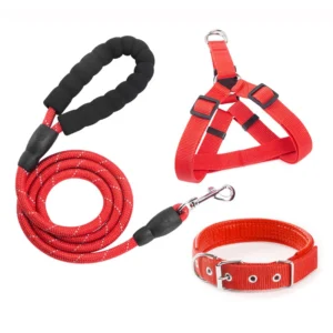 Adjustable Pet Harness Collar Leash Soft Reflective Dog Collar Harness and Leash Set