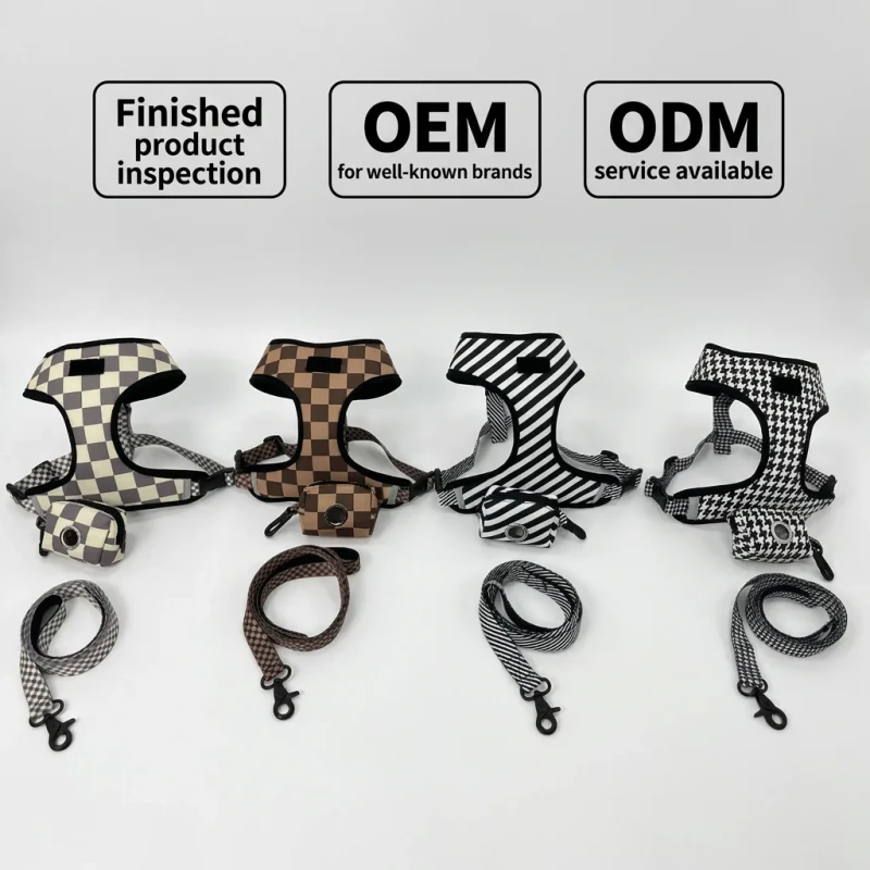 Adjustable Pet Harnesses Luxury Stocked Personalized Dog Pet Collars Leashes Harnesses Set for Small Medium Dogs Luxury Pattern