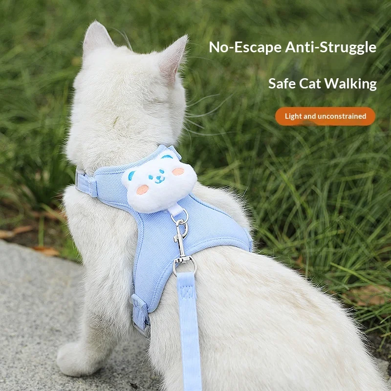 Adjustable Polyester Cat Chest Strap Harness Cute Kitten Outdoor Leash for Small Dogs