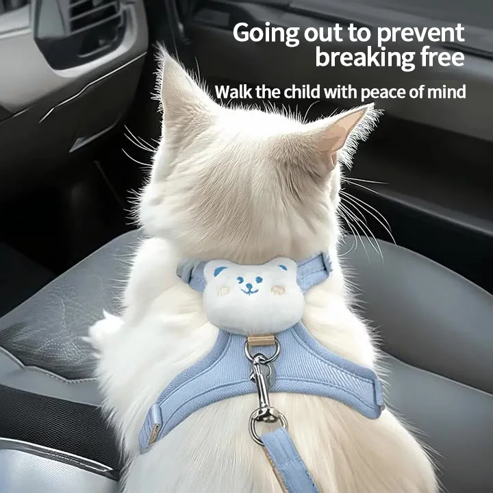 Adjustable Polyester Cat Small Dog Harness Cute Kitten Outdoor Pet Supplies Fashion Animal Button Personalized for Walking