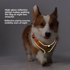 Adjustable Retractable Dog Harness with Reflective Material and Carrying Handle for Small Medium Dogs (Nylon)