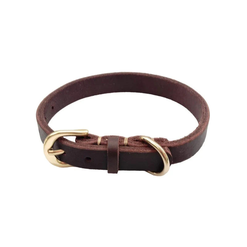 Adjustable Small Genuine Leather Pet Collar Soft Solid Pattern Decorated Ribbons Customized for Dogs and Cats