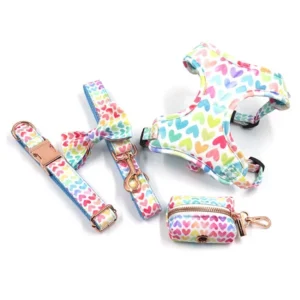 Adjustable Soft Breathable Leather Fashion Private Label Harness for Dogs Pet Harness & Leash Set with Bowknot All Season