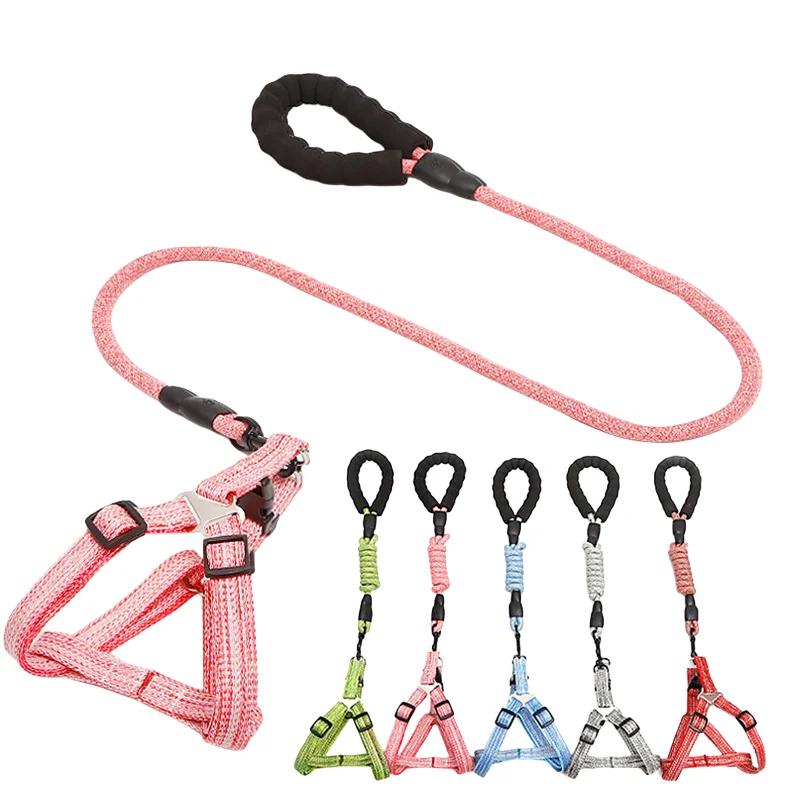 Adjustable Soft Sport Striped Jean Dog Leash & Harness for Small Dogs Pet Supplies