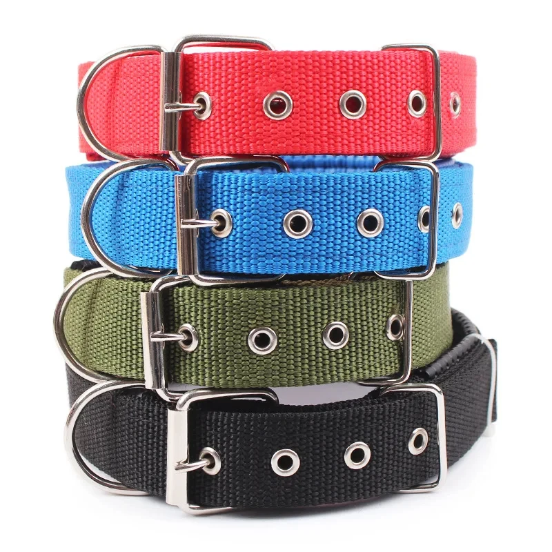 Adjustable Solid Pet Collar Nylon Dog Collars for Small Medium Large Dogs Teddy