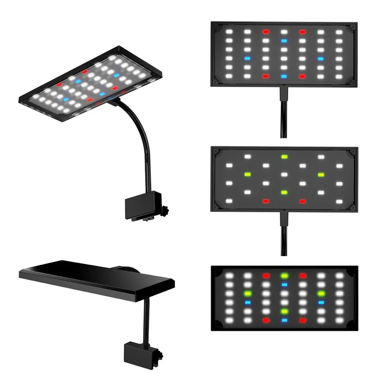 Adjustable Timer Brightness 3 Colors Clip On Full Spectrum Fish Tank LED Aquarium Lamp Plants Light With Remote