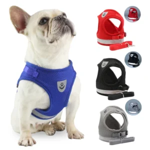 Adjustable Vest Type Reflective Comfortable Pet Harness Dog and Cat Universal Harness With Traction Leash Set
