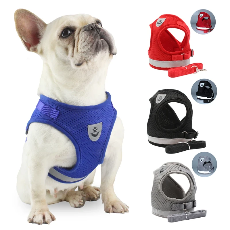 Adjustable Vest Type Reflective Comfortable Pet Harness Dog and Cat Universal Harness With Traction Leash Set