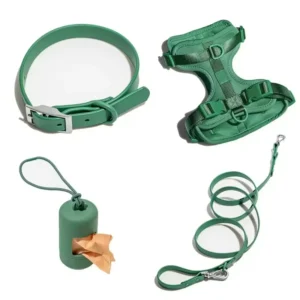 Adjustable Waterproof PVC Pet Harness Leash Collar Set for Small Medium Large Dogs Outdoor Training Walking Simple Style