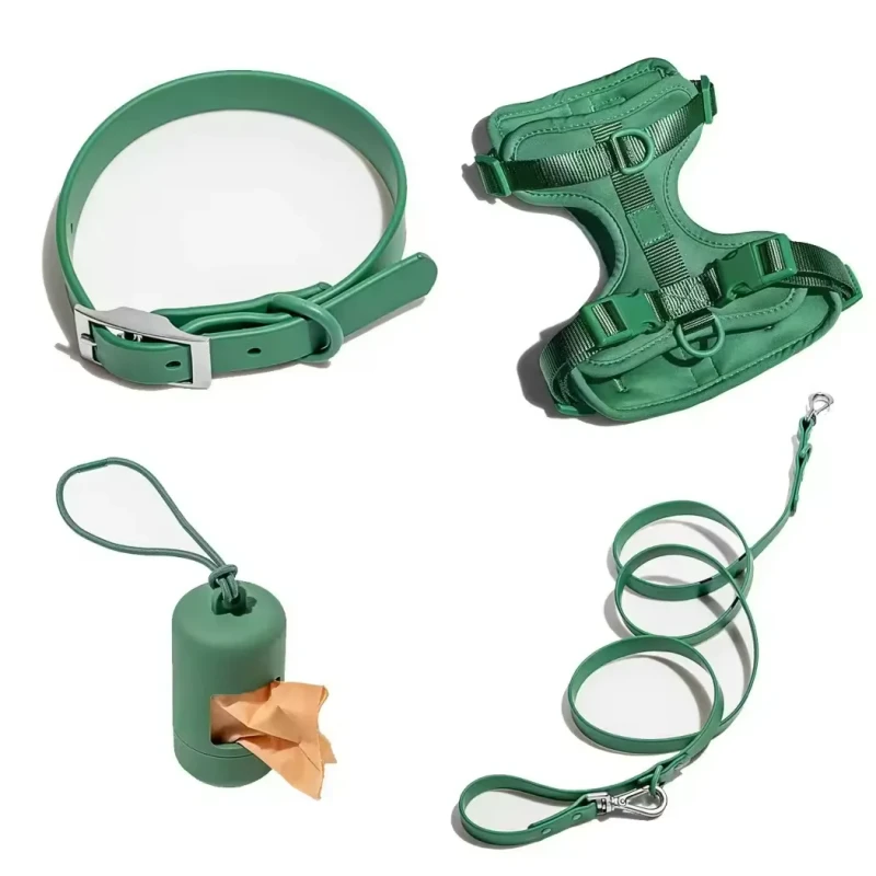 Adjustable Waterproof PVC Pet Harness Leash Collar Set for Small Medium Large Dogs Outdoor Training Walking Simple Style