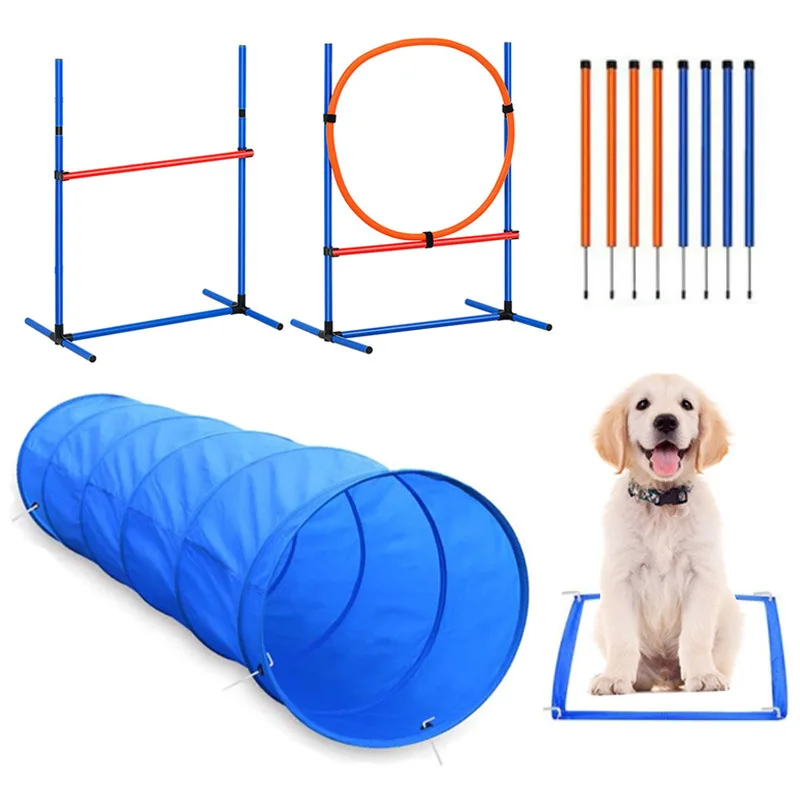Agility Training Equipment for Dog with PVC Tunnel Jumps Hurdles for Canine Exercise Pet Supplies and Equipment