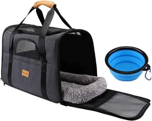 Airline Approved Carrier Soft Sided Collapsible Travel Puppy Carrier Cat Dog Carrier Bag for Small Medium Cats Puppies
