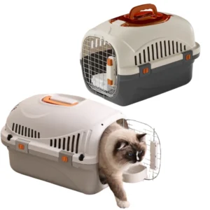Airline Approved Cat Dog Travel Carrier 2 Door Top Mounted Hard Surface Plastic Pet Cage Solid Box Packaging Weight