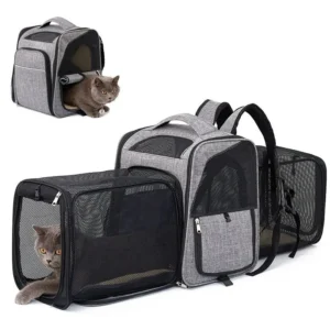 Airline Approved Double Sides Expandable Carrying Pet Cat Carriers with Removable Fleece Pad for Cat Dog