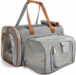 Airline Approved Expandable Cat Dog Carrier Soft Sided Pet Travel Carrier Bag With Removable Fleece Pad