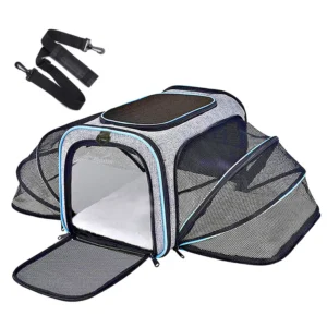Airline Approved Expandable Pet Carrier Soft Sided Travel Bag for Cats and Dogs Removable Fleece Pad Multiple Pockets