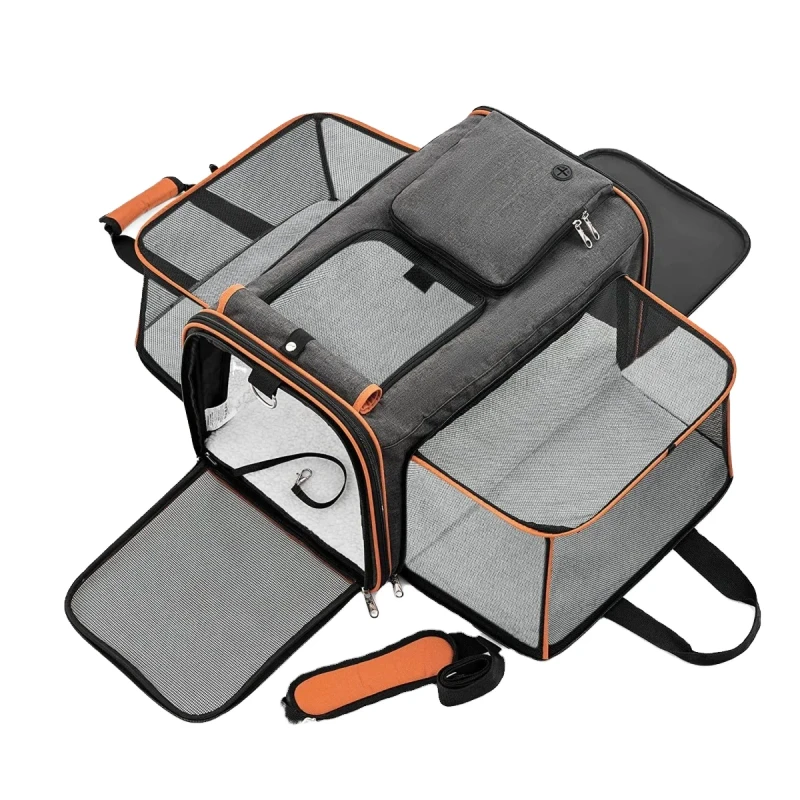 Airline Approved Expandable Soft Pet Carrier Bag Portable Pet Bag with Removable Mat Zipper Closure Cat Travel Carrier