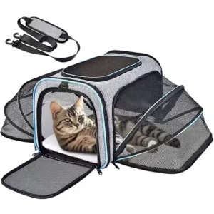 Airline Approved Expandable Soft Sided Pet Travel Cat Dog Carrier for Puppies up to 17 kg with Removable Fleece Pad