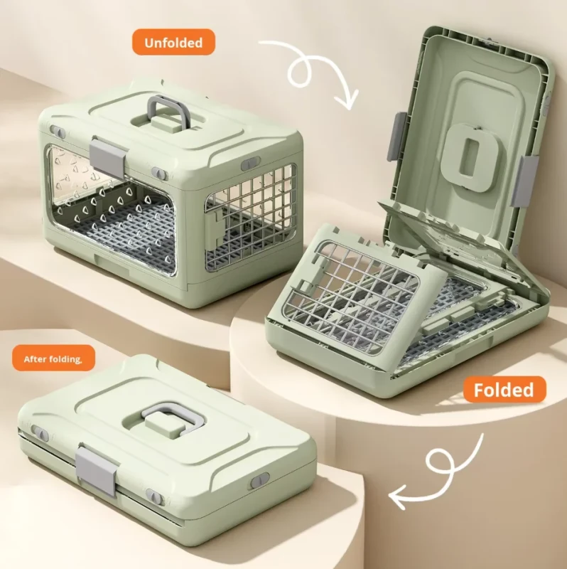Airline Approved Foldable Breathable Portable Plastic Large Air Travel Pet Dog Cat Carrier Crate Cage