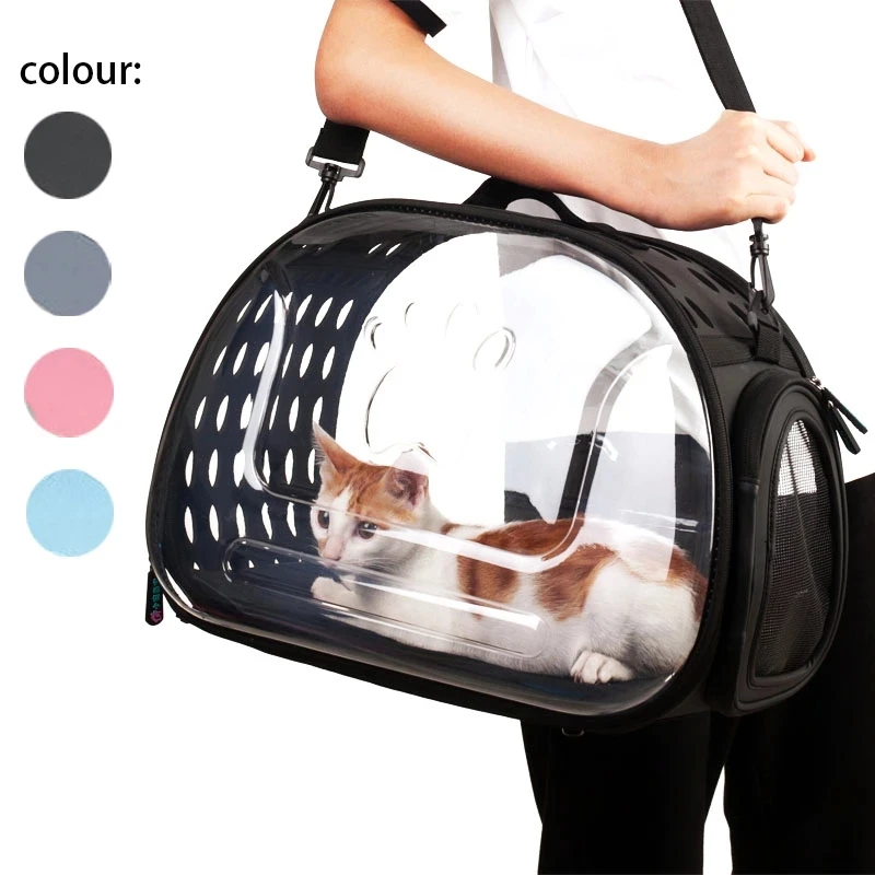 Airline Approved Foldable and Portable Soft Plastic Pet Bag Transparent Cat Carrier Backpack