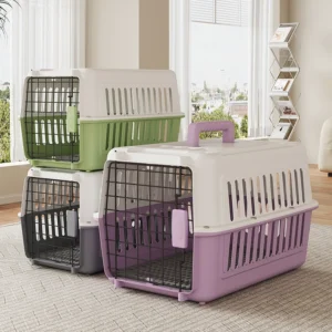 Airline Approved Outdoor Portable Large Luxury Plastic Pet Carrier With Dog Cat Travel Cage